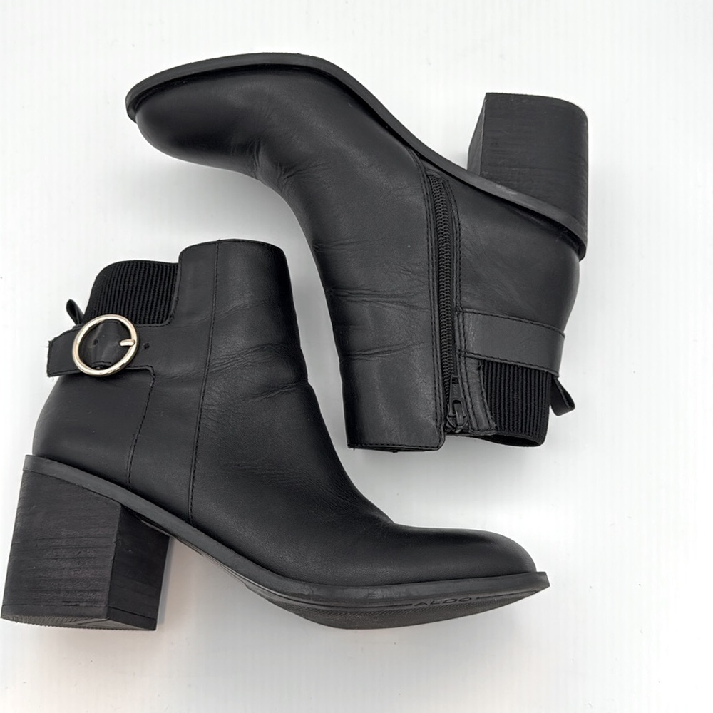 ALDO - women’s Rosaldee ankle bootie black genuine leather heeled boots size 8 - Picture 10 of 11